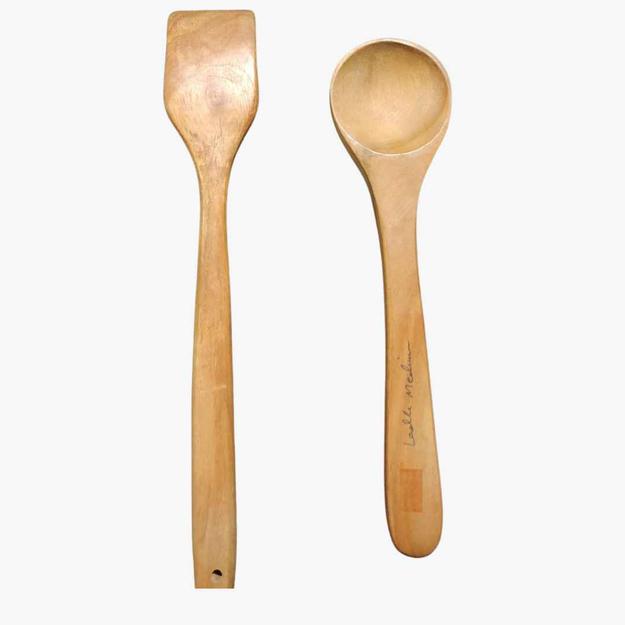 Natural Neem Wood Cooking Serving Spoon Set of 2