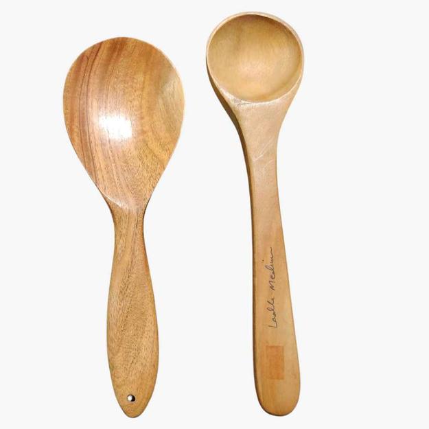 Neem Wood Utensils Cooking Serving Spoon Set of 2