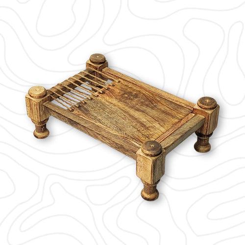 Mango Wood Cot (Charpai, Cart) Snacks Srving Platter Small Size