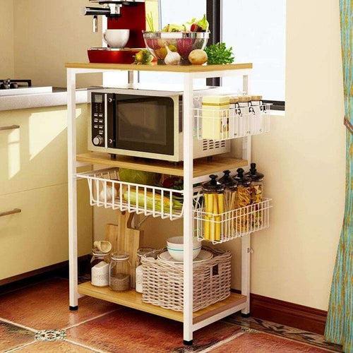 Free Standing Easy to Move Kitchen Microwave Oven Rack Accessories Utensils Organizer