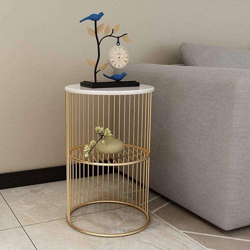 Metal Round Accent Coffee Sofa Side Table for Living Room Bedroom Office