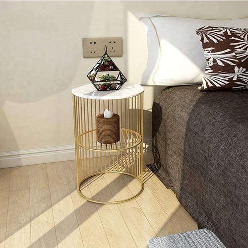 Metal Round Accent Coffee Sofa Side Table for Living Room Bedroom Office