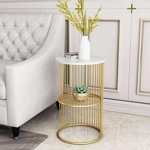 Metal Round Accent Coffee Sofa Side Table for Living Room Bedroom Office