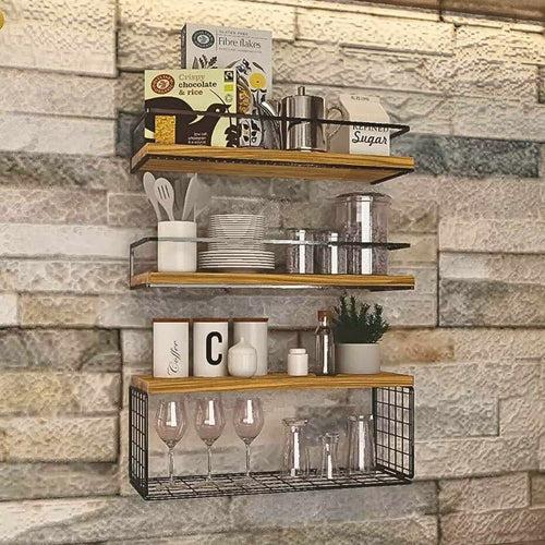 Wall Mounted Floating Storage Rack Bathroom Shelf Over Toilet Wooden Shelves Bedroom Living Room Kitchen Wall Decoration