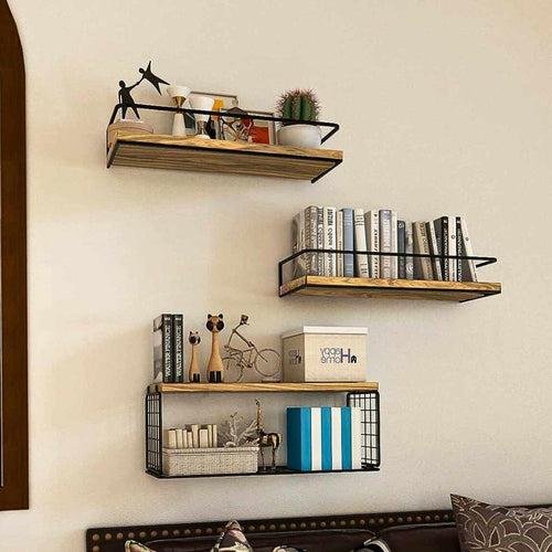 Wall Mounted Floating Storage Rack Bathroom Shelf Over Toilet Wooden Shelves Bedroom Living Room Kitchen Wall Decoration