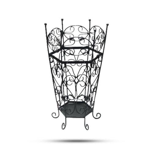 Wood & Wrought Iron Umbrella Stand Cum Planter for Home Decor