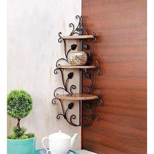 Wooden & Iron Wall Shelves for Bathroom/Bedroom/Living Room