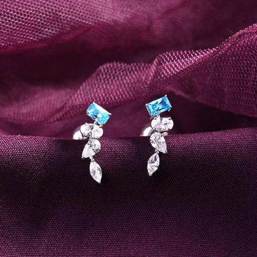 CLARA 925 Sterling Silver diamante Earrings Rhodium Plated, Swiss Zirconia Gift for Women & Girls