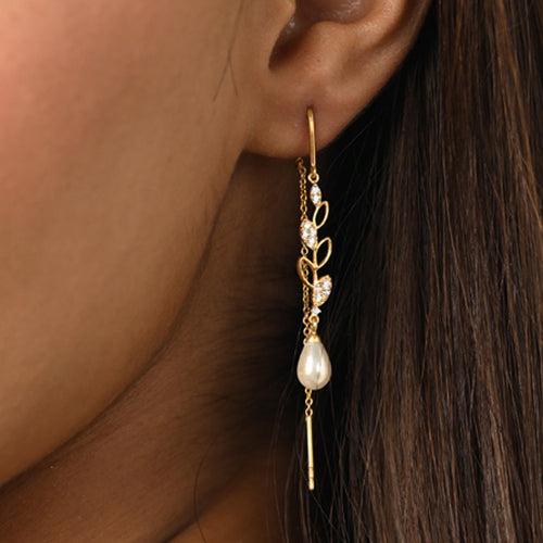 Silver Designer Pearl Sui Dhaga Threader Earrings