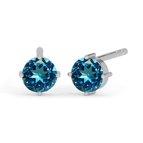 CLARA 925 Sterling Silver Sky Blue Studs Earrings Gift for Kids Girls