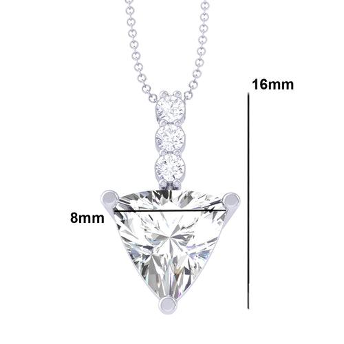 CLARA 925 Sterling Silver Trillion Solitaire Pendant Chain Necklace