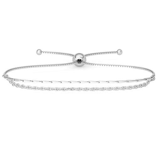 CLARA 925 Pure Silver Double chain Bracelet Adjustable, Anti Tarnish Gifts for Women and Girls