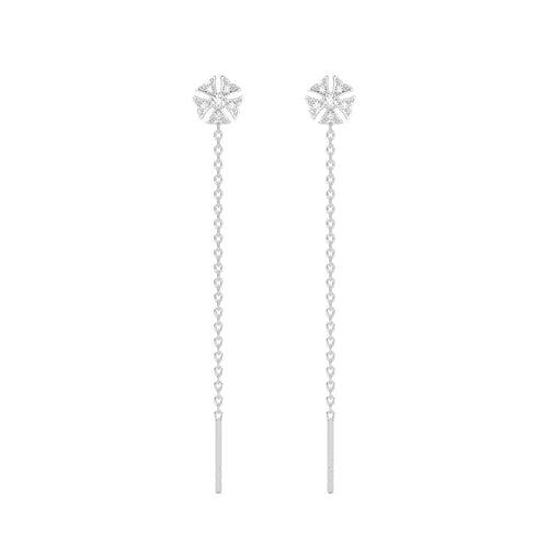 Silver Flower Sui Dhaga Threader Earrings