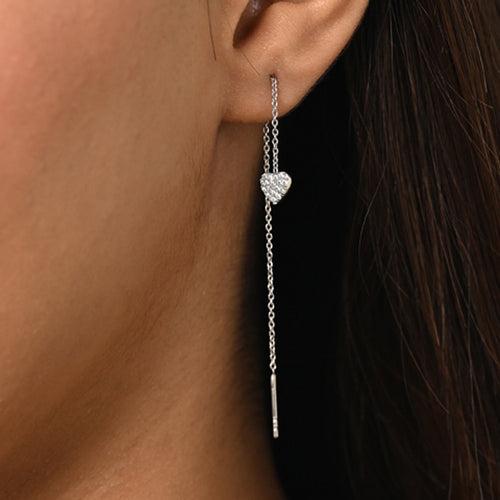 Silver cute Heart Sui Dhaga Threader Earrings