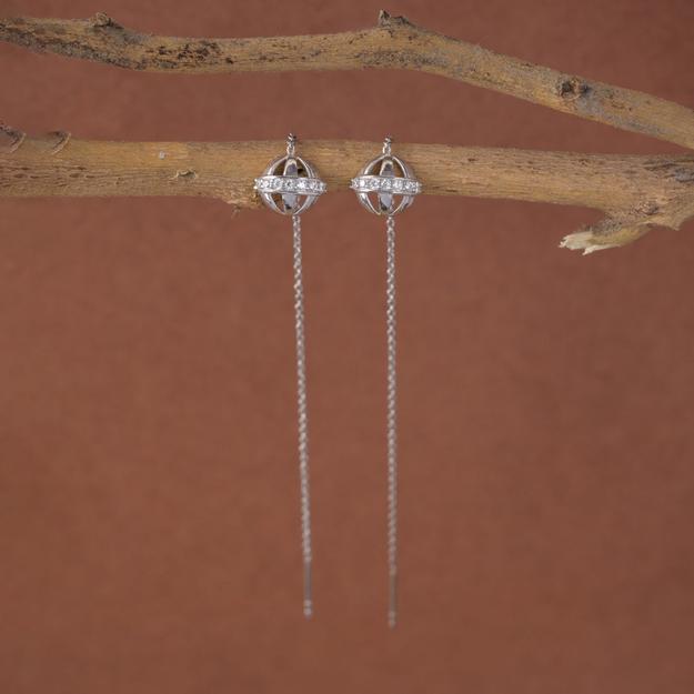 Silver Ball Sui Dhaga Threader Earrings