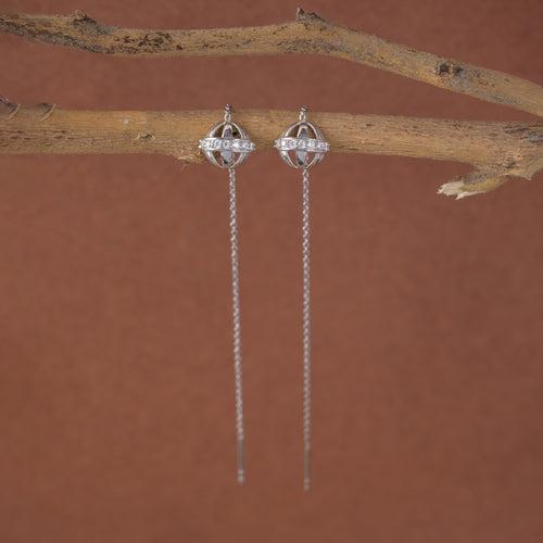 Silver Ball Sui Dhaga Threader Earrings