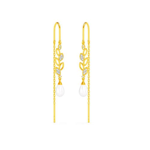 Silver Designer Pearl Sui Dhaga Threader Earrings