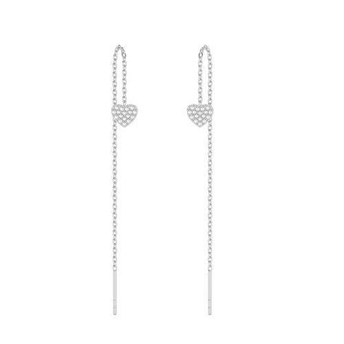 Silver cute Heart Sui Dhaga Threader Earrings