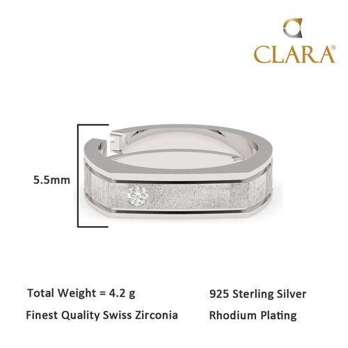 CLARA Real 925 Sterling Silver Dario Band Ring Size Adjustable, Matte Finish, Rhodium Plated Gift for Men & Boys