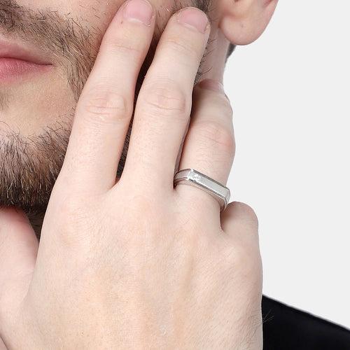 CLARA Real 925 Sterling Silver Dario Band Ring Size Adjustable, Matte Finish, Rhodium Plated Gift for Men & Boys