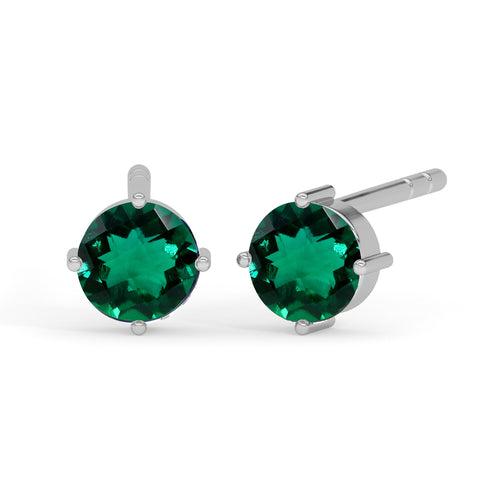 CLARA 925 Sterling Silver Dark Green Studs Earrings Gift for Kids Girls