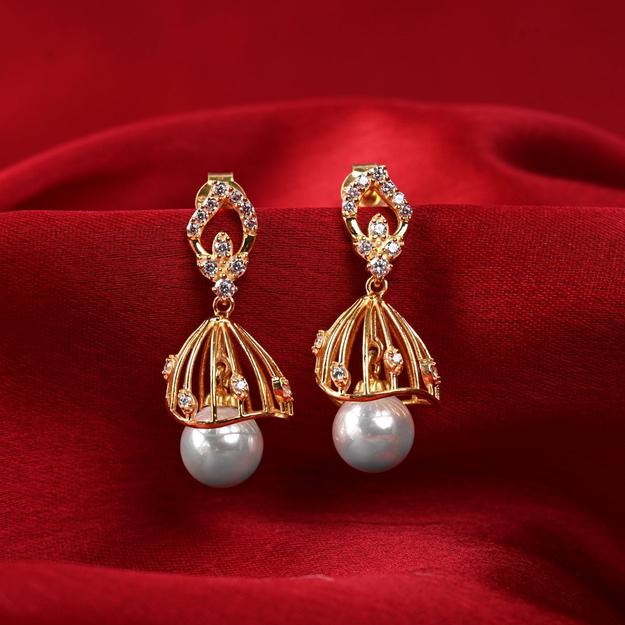 Silver Avni Pearl Jhumki Earrings