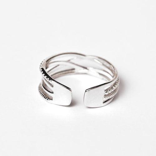 CLARA Pure 925 Sterling Silver Criss Cross Finger Ring Size Adjustable Thumb Band Valentine Gift for Women Girls Wife Girlfriend