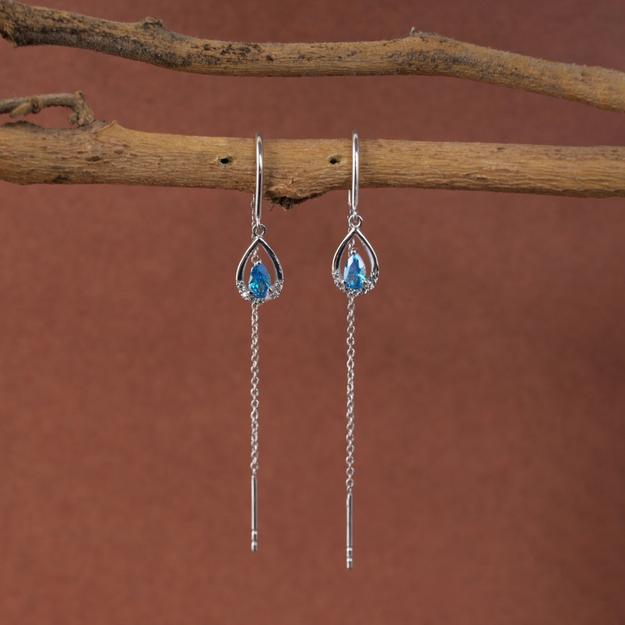 Silver Droplet Sui Dhaga Threader Earrings