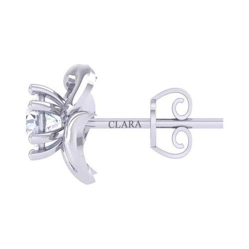 CLARA Made with Swiss Zirconia 925 Sterling Silver Platinum Plated Lucia Solitaire Earring Gift For Women & Girls