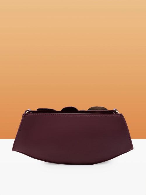 Caprese Ava 3D Flower Clutch Bag Medium Bordeaux - Perfect for Celebrations & Glam Parties