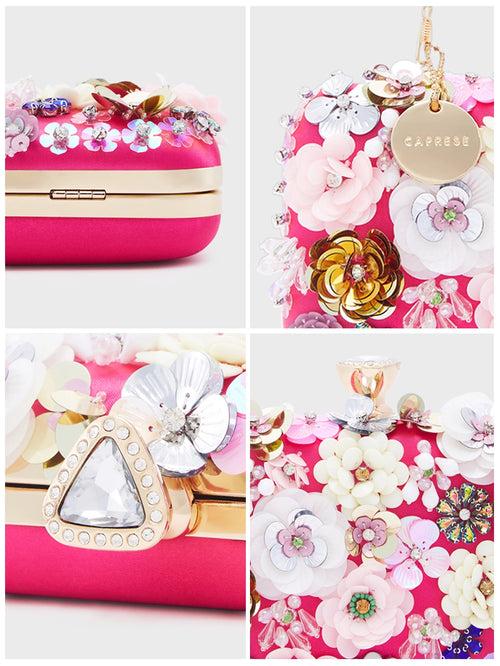 Caprese Ava Floral Clutch Box Small Magenta - Stylish Bag for Festive Events