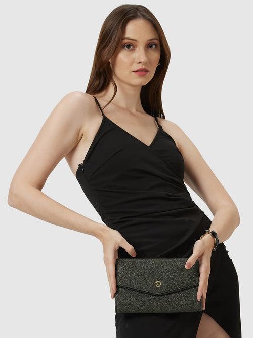 Caprese Junie Flapover Clutch Large Black