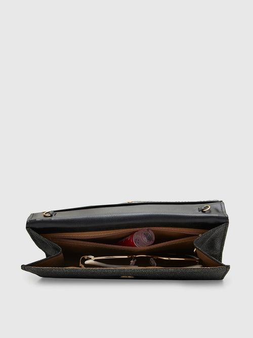 Caprese Junie Flapover Clutch Large Black