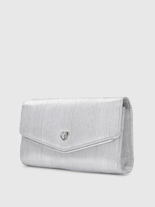 Caprese Junie Flapover Clutch Large Silver