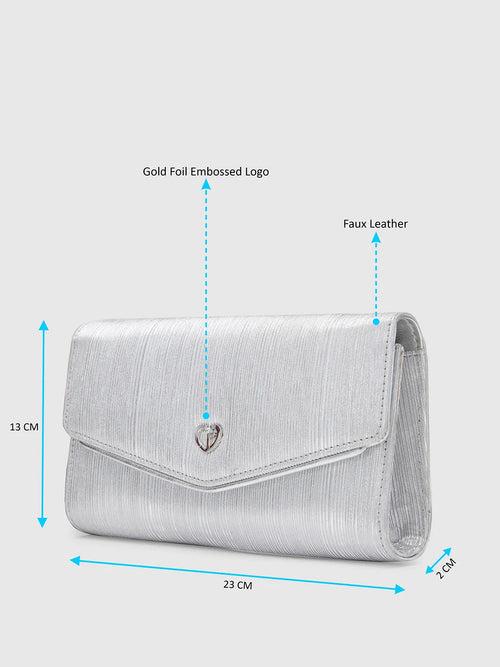 Caprese Junie Flapover Clutch Large Silver