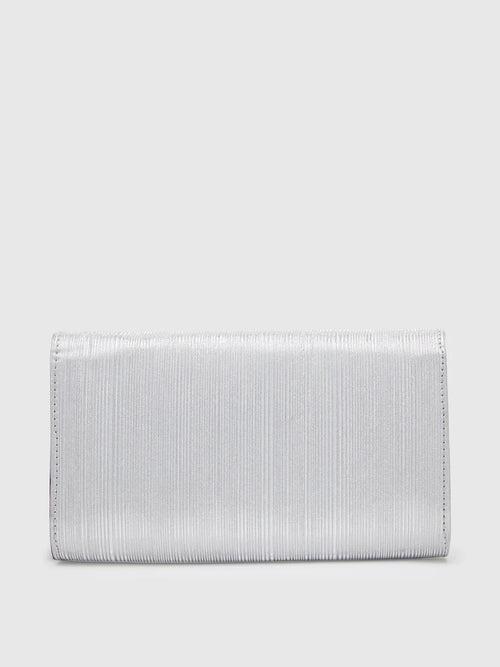 Caprese Junie Flapover Clutch Large Silver