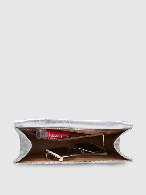 Caprese Junie Flapover Clutch Large Silver