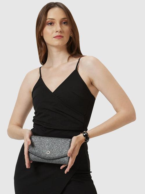 Caprese Junie Flapover Clutch Medium Gunmetal