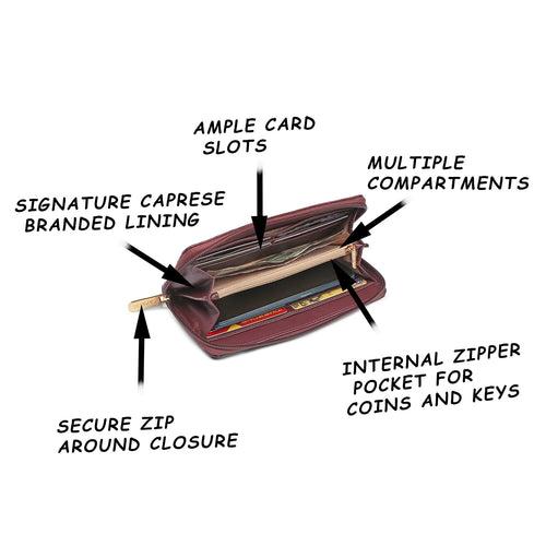 Caprese Athena Zip Around Wallet Medium Plum