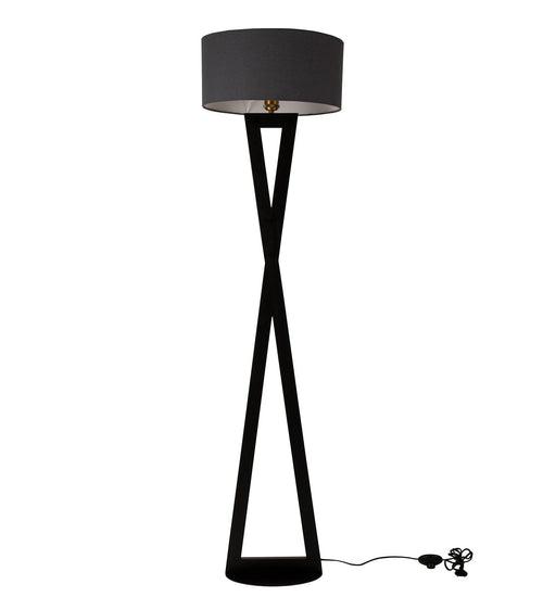 Hamptons Grey Metal Shade Club Floor Lamp with Metal Base