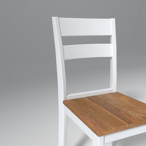 Flay Mango Wood Dining Table Set In Natural White