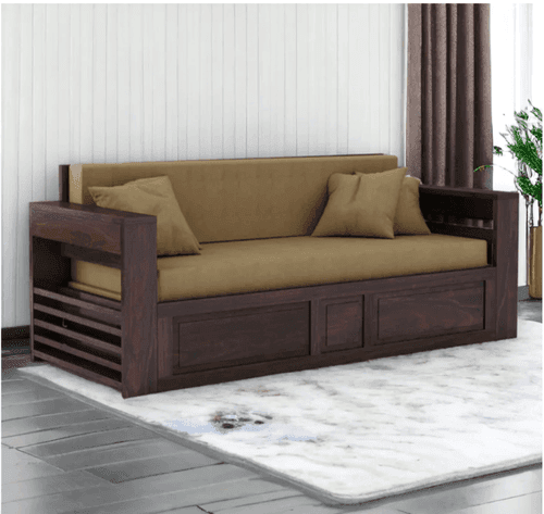 3 SEATER WALNUT SOFA CUM BED SHEESHAM WOOD