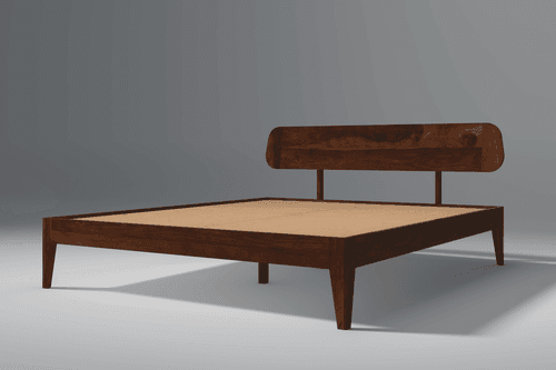 Fabica Low Sheesham Wood Bed In Light Rosewood Without Box Storage