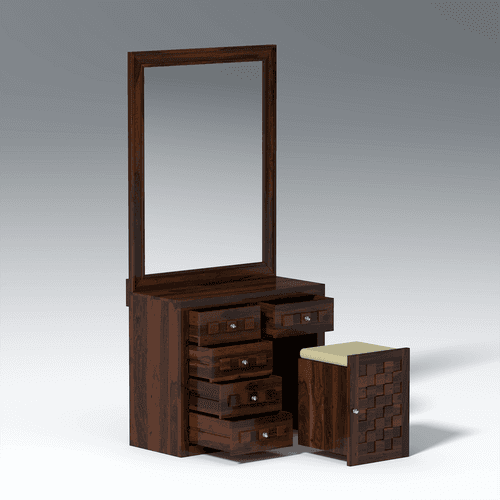 Eleca Sheesham Wood Dressing Table in Walnut color