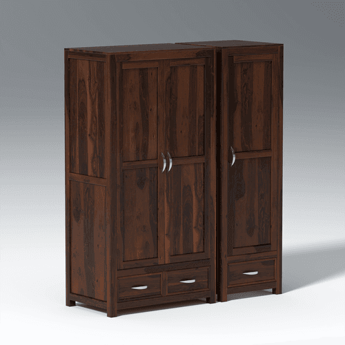 Aurora Three Door Sheesham Wood Wardrobe in Walnut Colour