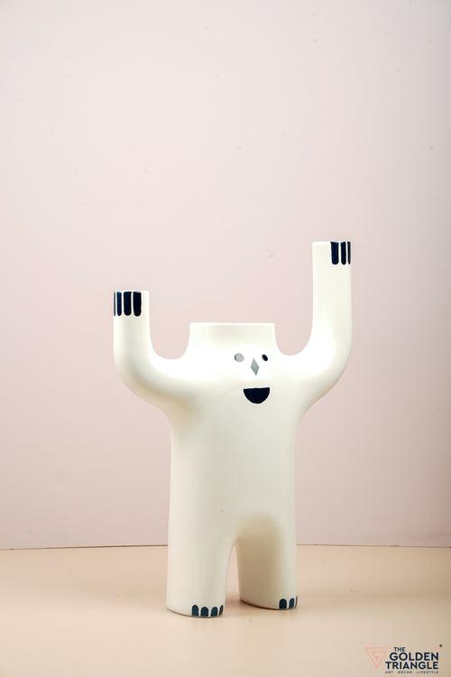 Happy Face Vase - White