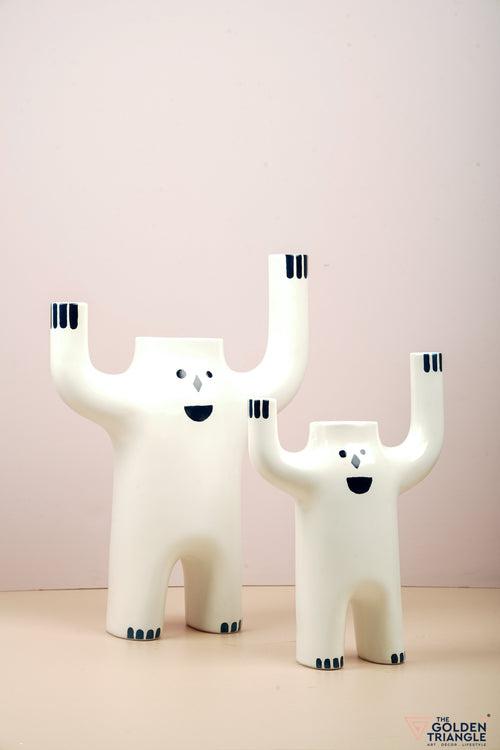 Happy Face Vase - White