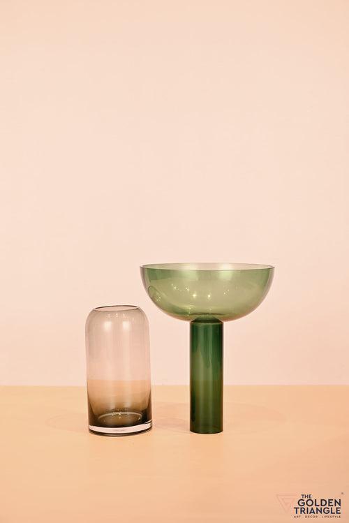 Eliza Funnel Glass Vase - Big - Green