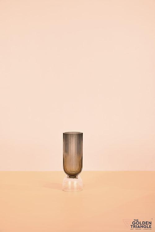 Aoi Futed Two tone Glass Vase - Smoke