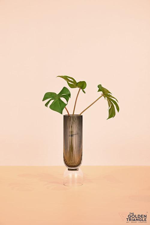 Aoi Futed Two tone Glass Vase - Smoke